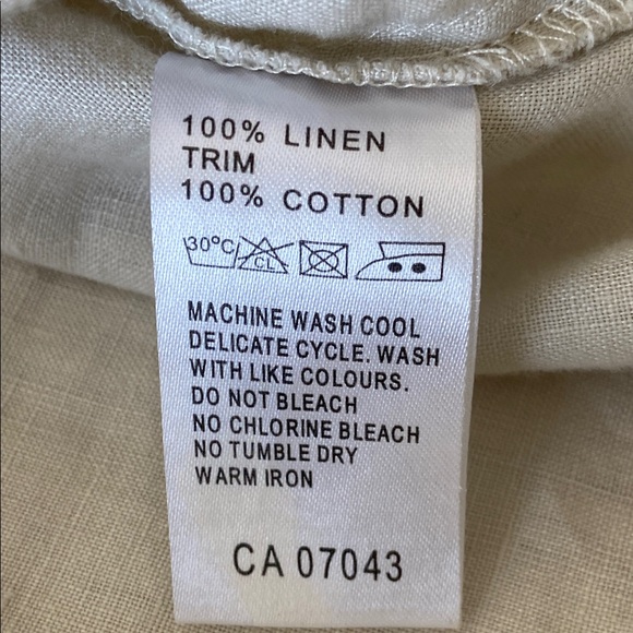 Malvin Hamburg Germany Light Tan 100% Linen Crochet CottageCore Peasant Size XL - Picture 10 of 13